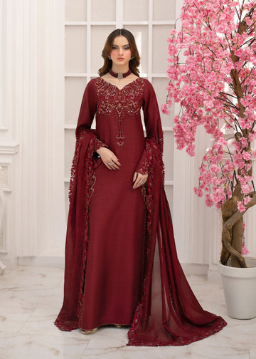 Jamnii Pret Embroidered Russian Silk 2 Piece Suit Jade Elegance