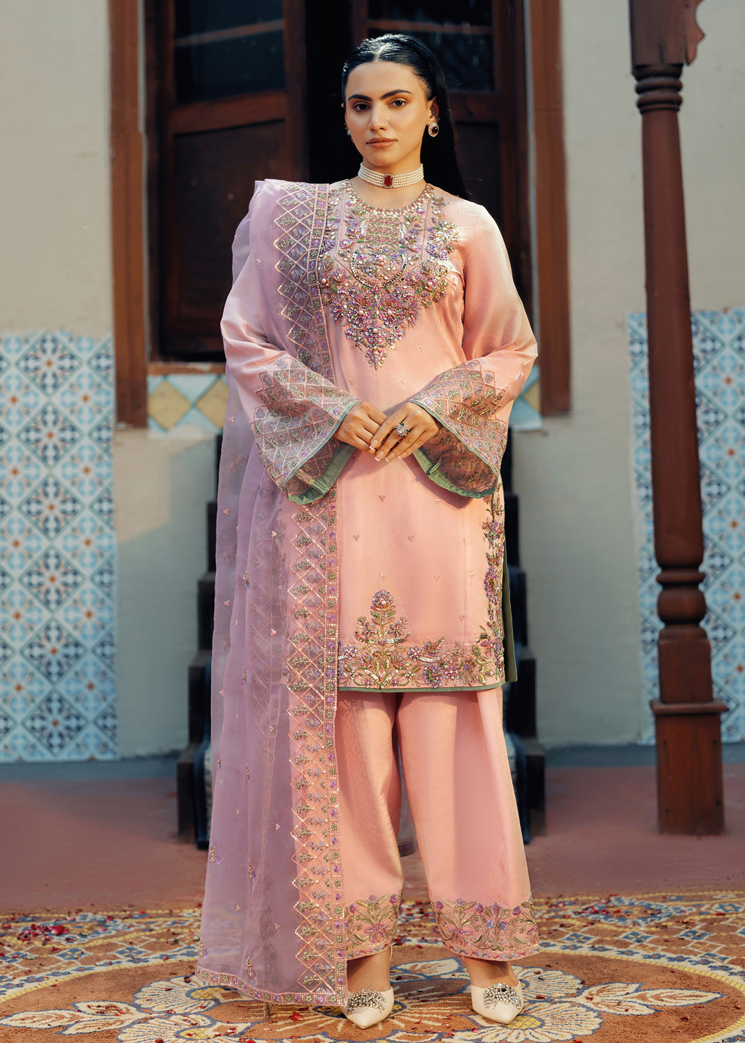 Jamnii Pret Embroidered Cotton Missouri 3 Piece Suit Marigold main image 0